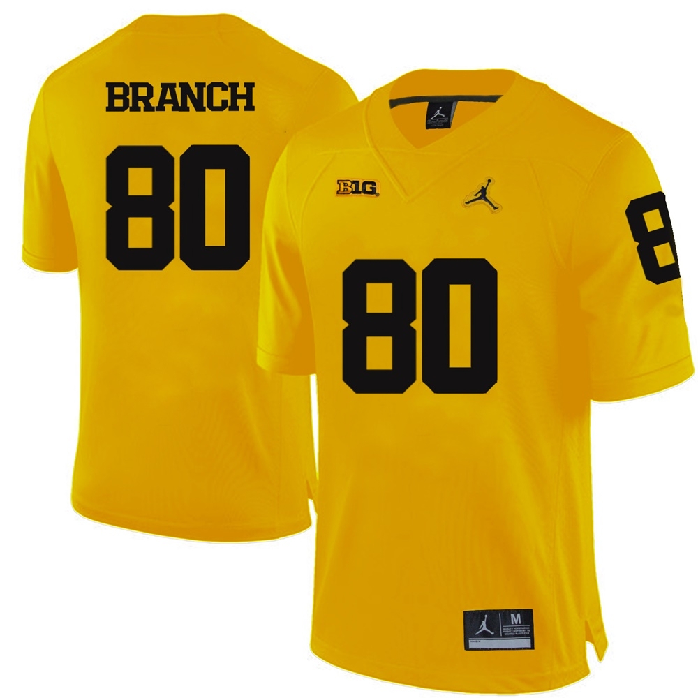 Michigan Wolverines Men's NCAA Alan Branch #80 Yellow College Football Jersey TIV4349QS